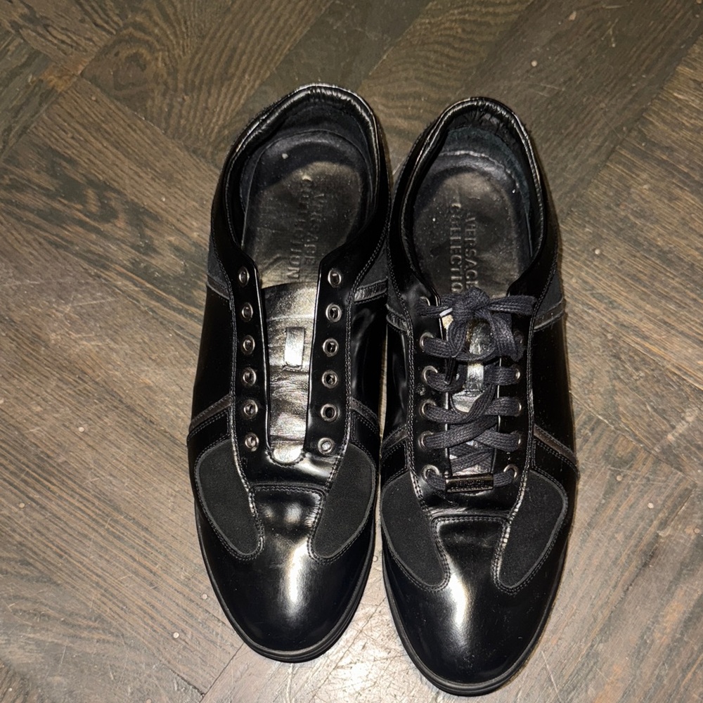 Versace Collection Black Leather Sneakers